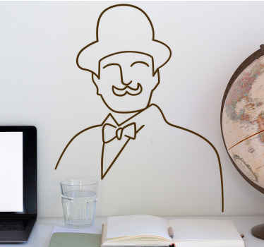 Hercule Poirot Line Art character  sticker - TenStickers