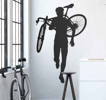 Vinilo bici ciclista ciclocross silueta - TenVinilo