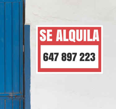 Señalética autoadhesiva cartel se alquila - TenVinilo