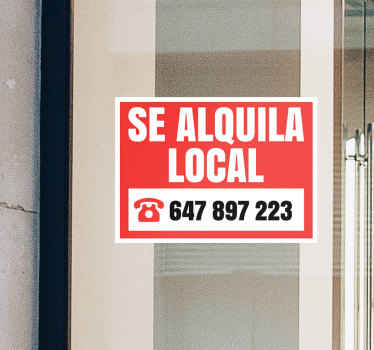 Señalética autoadhesiva se alquila local - TenVinilo