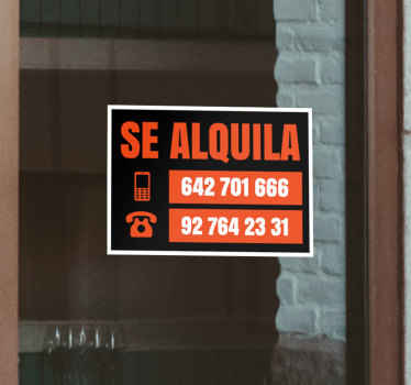 Señalética autoadhesiva se alquila dos números - TenVinilo