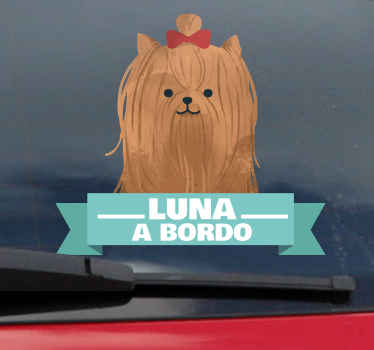 Pegatina para coche Yorkshire Lazo A Bordo - TenVinilo