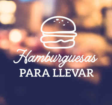 Vinilo para cristales hamburguesa para llevar - TenVinilo