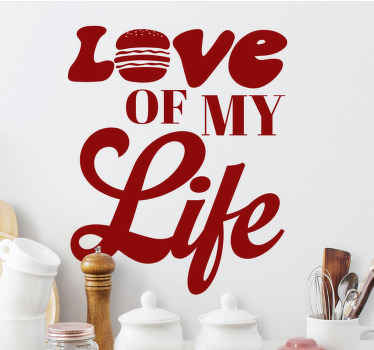 Vinilo comida love hamburguesa - TenVinilo