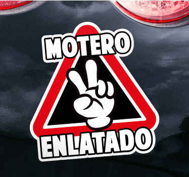Pegatina para coche señal motero enlatado - TenVinilo