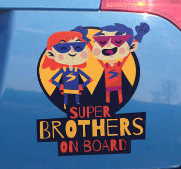 Pegatina bebé a bordo Súper hermano y hermana - TenVinilo