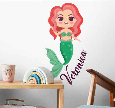 Vinilo cartoon sirena infantil - TenVinilo