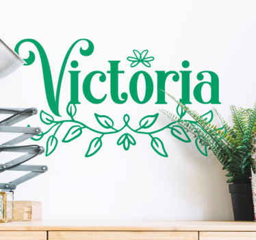 Vinilo personalizable Nombre personalizado con hoja - TenVinilo