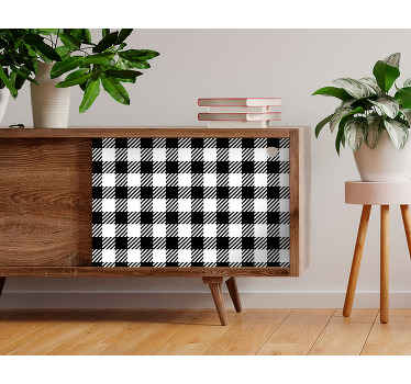 Vinilo para mueble Vichy Blanco y Negro - TenVinilo