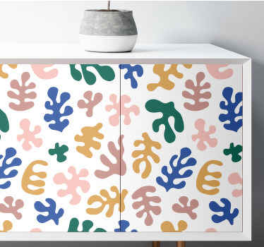 Sticker Meuble feuilles art abstrait coloré - TenStickers