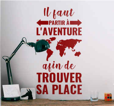 Sticker Carte du Monde Partir à l'aventure - TenStickers