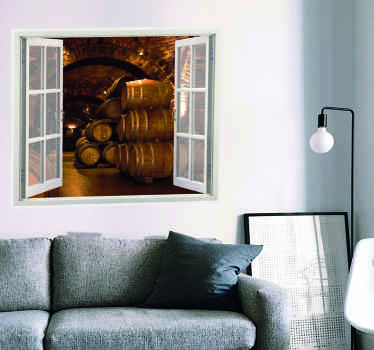 Vinilo 3D efectos visuales ventana bodega - TenVinilo