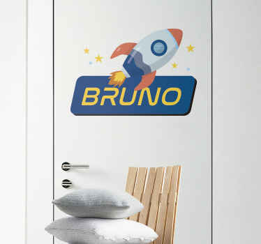 Vinilo para puerta personalizable nombre astronauta - TenVinilo