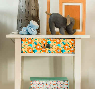 αυτοκόλλητο επίπλων με πορτοκαλί λουλούδια - TenStickers