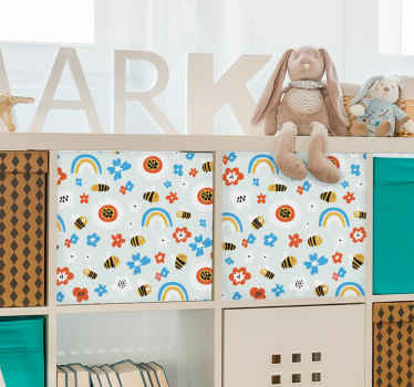 αυτοκόλλητο έπιπλα με λουλούδια και μέλισσες - TenStickers