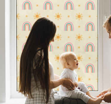 Sticker fenêtre fleurs et arcs-en-ciel - TenStickers