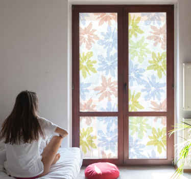 Lámina adhesiva para ventana vidriera floral - TenVinilo