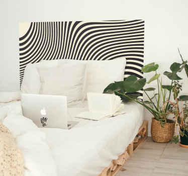 Sticker tête de lit lignes noires et blanches - TenStickers