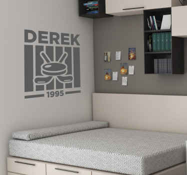 Personalised hockey emblem wall sticker - TenStickers