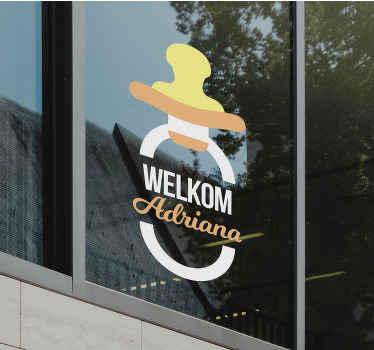Raamsticker speen baby welkom met naam - TenStickers