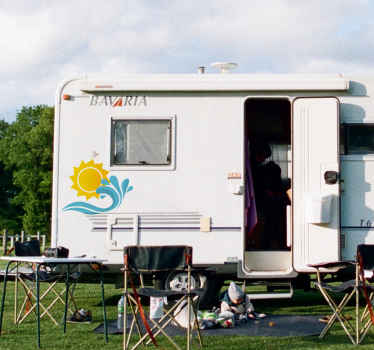Zon en zee sticker voor camper - TenStickers
