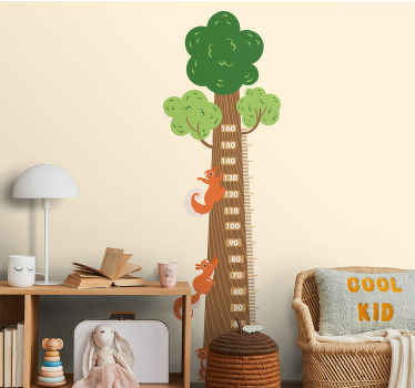 Boom eekhoorn kinder meetlat sticker - TenStickers