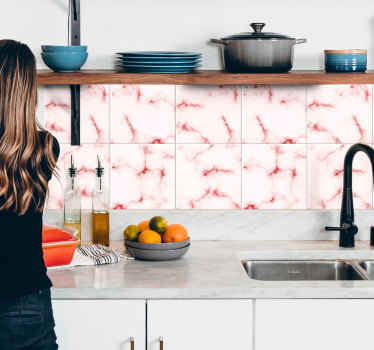 Tegelstickers keuken marmer roze - TenStickers
