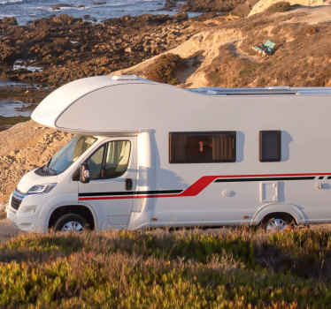 Rood en zwarte strepen sticker voor camper - TenStickers