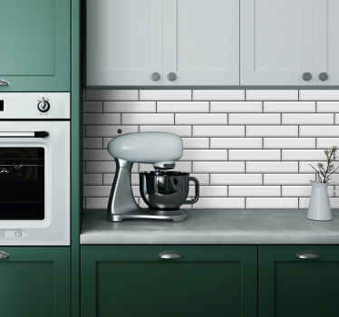 Muursticker keuken witte rechthoekige tegels textuur - TenStickers