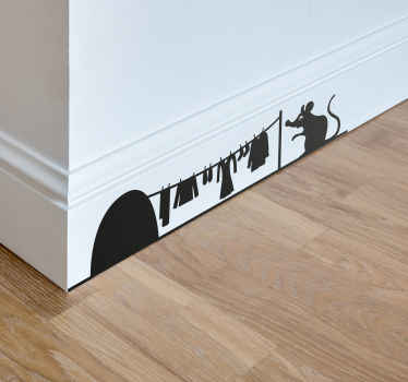 Pegatina ratón tendiendo ropa - TenVinilo