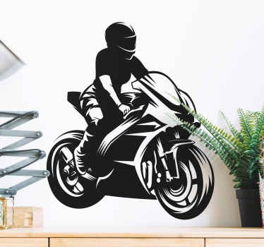 Pegatina moto silueta motera - TenVinilo