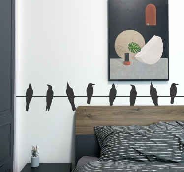 Cenefa adhesiva pájaros silueta cuervos - TenVinilo