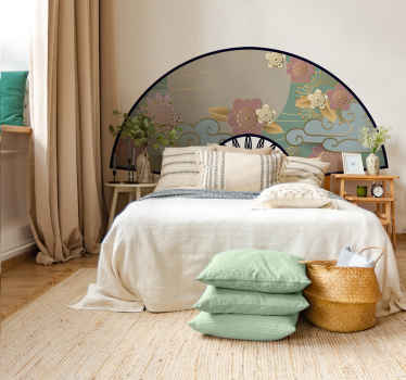 Oriental fan headboard decal - TenStickers