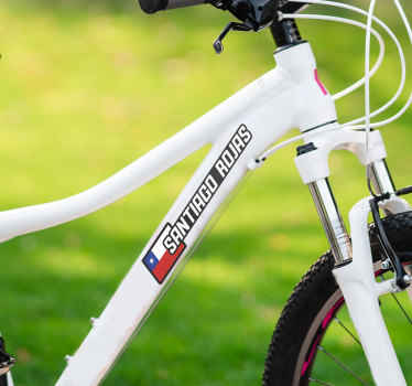 Pegatina para bicicleta nombre y bandera de Chile - TenVinilo
