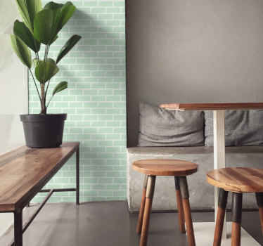 Vinilo para pared living ladrillos verde pastel - TenVinilo