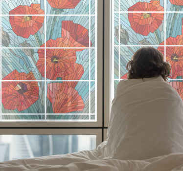Vinilo para ventana vitral de flores - TenVinilo