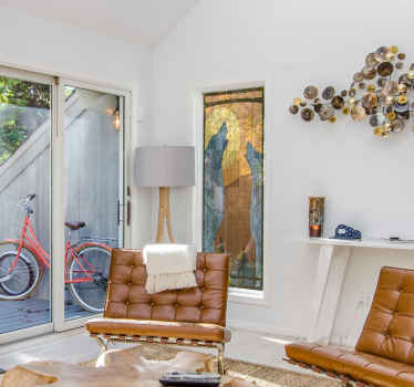 Vinilo ventana Diseño Vitral Lobos - TenVinilo