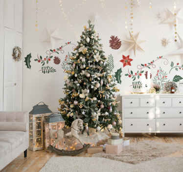 Jule blomstersett stickers jul - Tenstickers