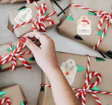 Sticker étiquette avec prénom cadeaux de Noël - TenStickers
