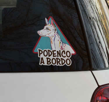 Pegatina coche perro podenco a bordo - TenVinilo