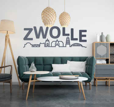 Muursticker woonkamer van zwolle skyline - TenStickers