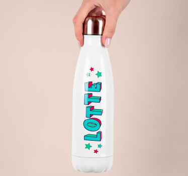 Sterretjes drinkfles met naam sticker - TenStickers