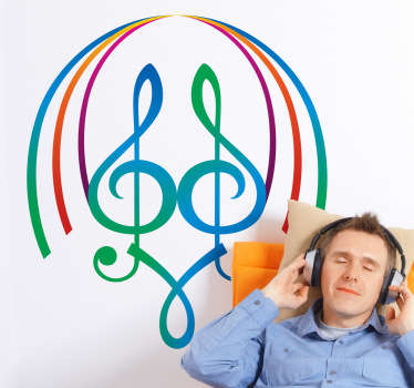 Autocollant notes musique couleur 80 - TenStickers