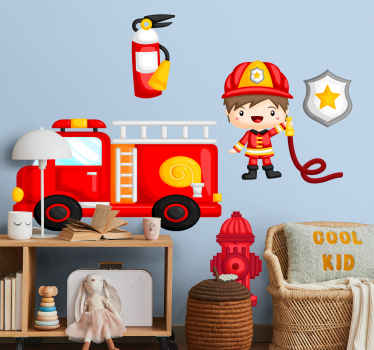 Kinderkamer sticker set brandweer - TenStickers