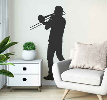 Vinilo para pared jazz Trombonista - TenVinilo