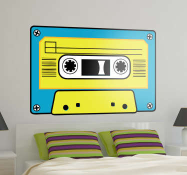 Yellow and Blue Cassette Sticker - TenStickers