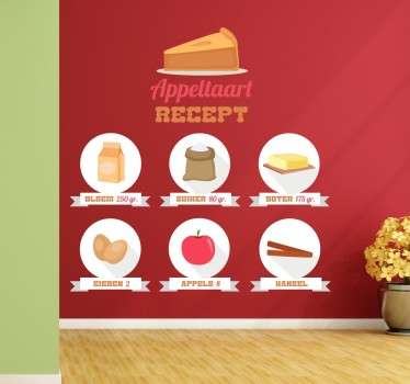 Appeltaart recept appel muursticker - TenStickers