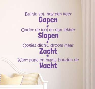 Kinderkamer tekst slapen baby muursticker - TenStickers