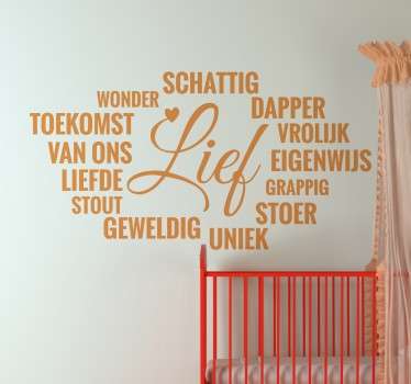 Nederlandse woorden lief kinderkamer muursticker - TenStickers
