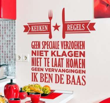 Nederlandse keuken regels tekst muursticker - TenStickers